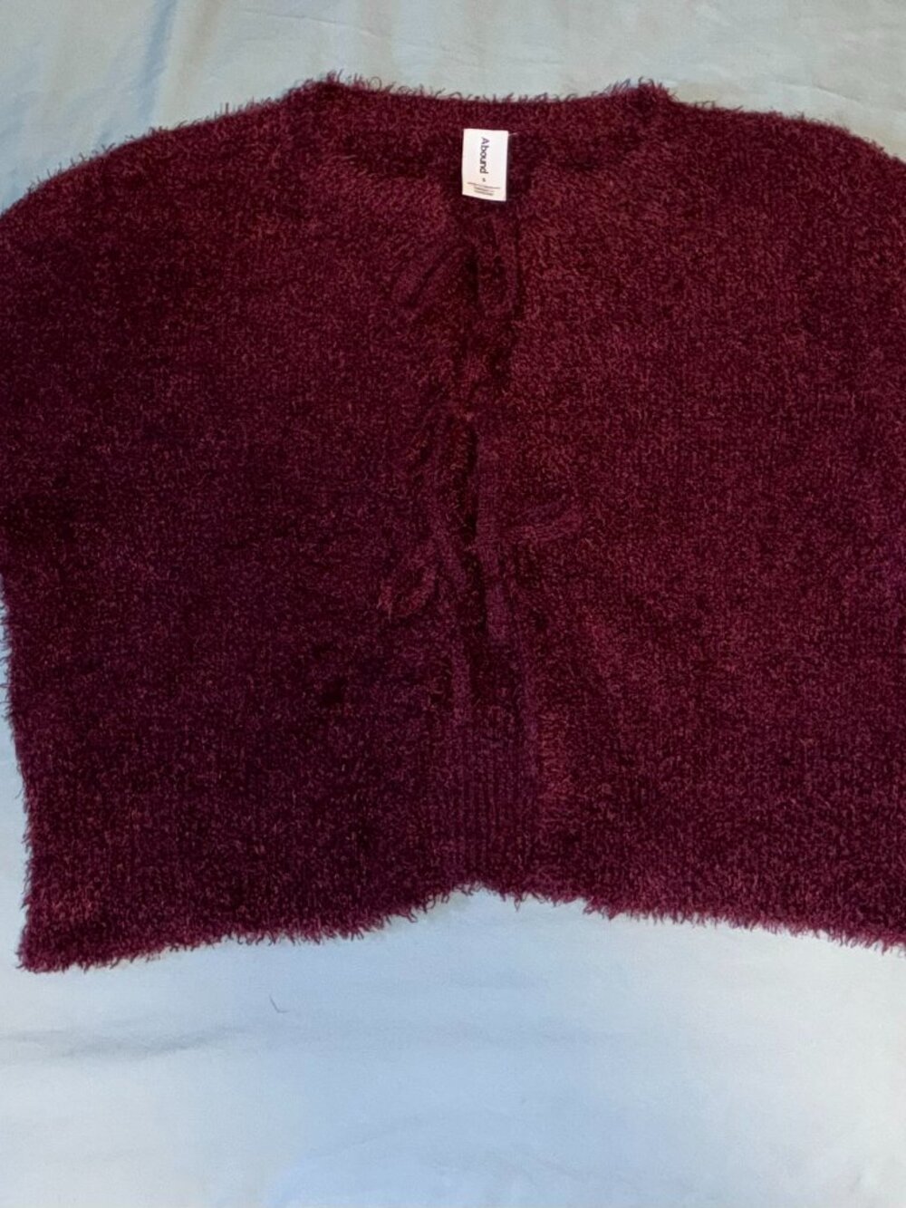 Abound Burgundy Fuzzy Eyelash Knit Cardigan Size small